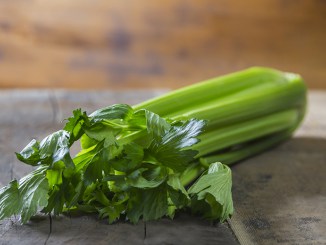 Celery, Celeriac on rustic wooden table