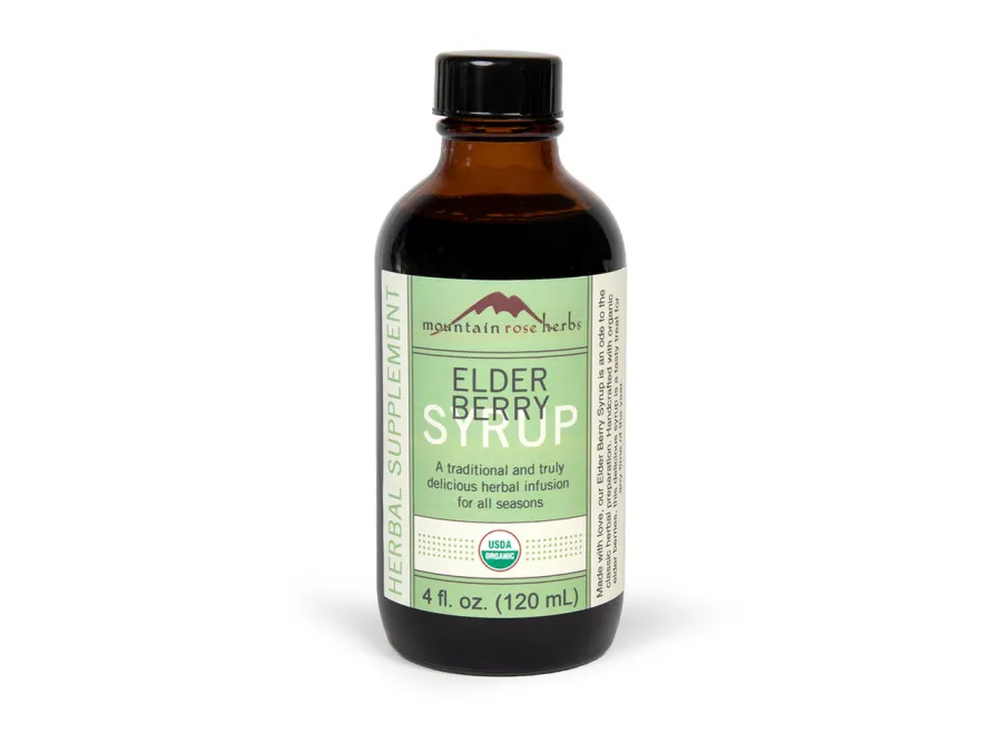 Mountain Rose Herbs elder berry syrup bottle