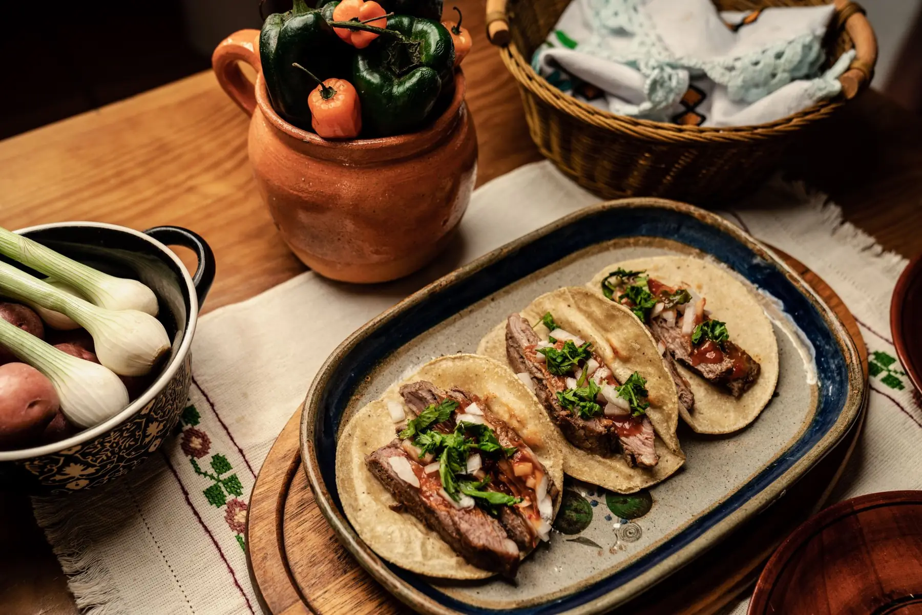 Delicious Mexican tacos served with fresh ingredients, highlighting vibrant flavors and traditional presentation