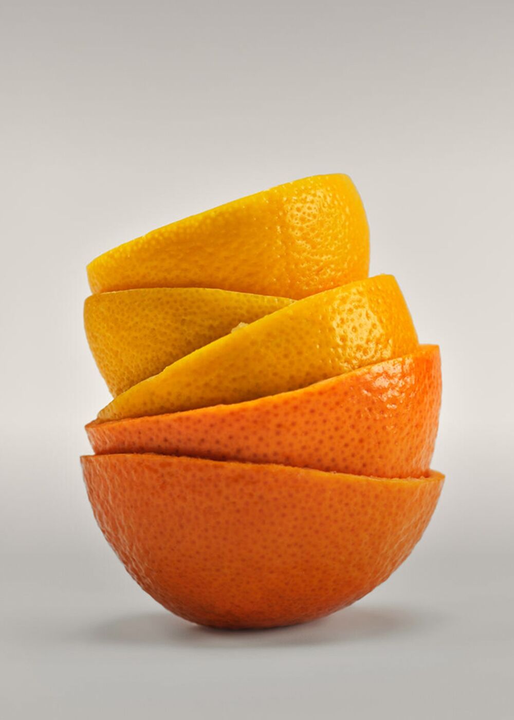Stacked orange halves