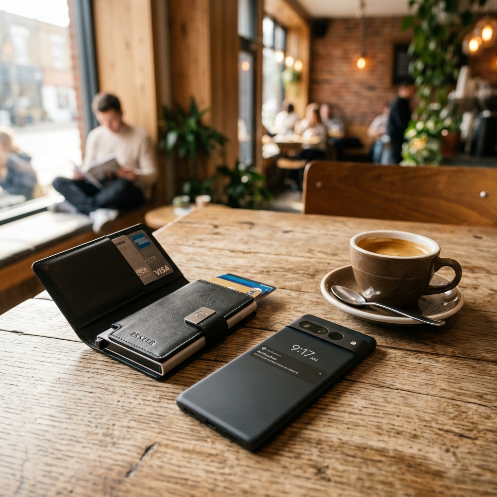 Ekster Wallet in Cafe Setting