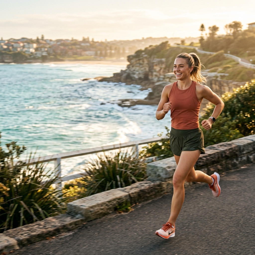 Active morning running near Sydney coast