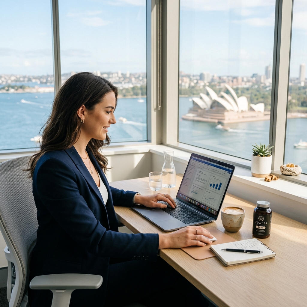 Productive work focus session by the Sydney Harbour