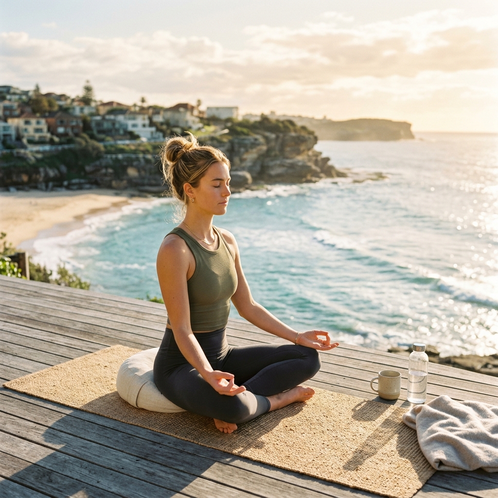 Meditating on sunny morning in Sydney