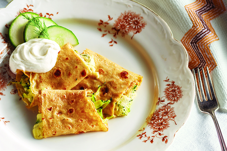 Cheesy Crepes with Zucchini on plate